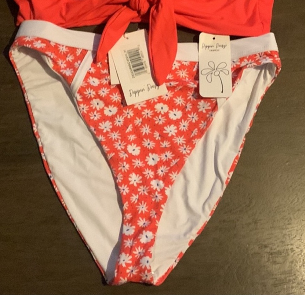 NWOT Dippin' Daisy's Ultra Bikini Bottoms orange and white